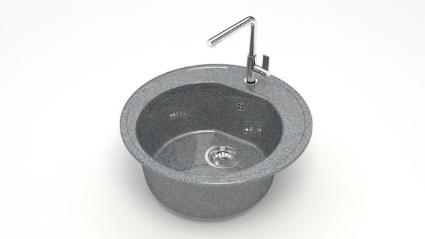 Мойка иск мрамор врезная Черая 510х510х191 темно-серый