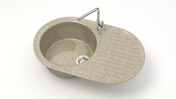 Мойка иск мрамор врезная Наоми 720х455х185 песочный