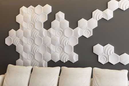 Панель 3D из гипса 200х173мм шестигранник море