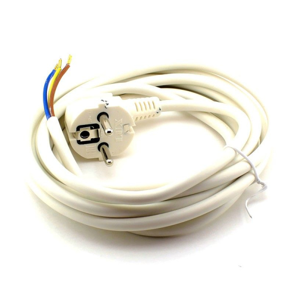 Шнур ПВС 3х0,75 с вилкой 7,0м белый с/з Lux