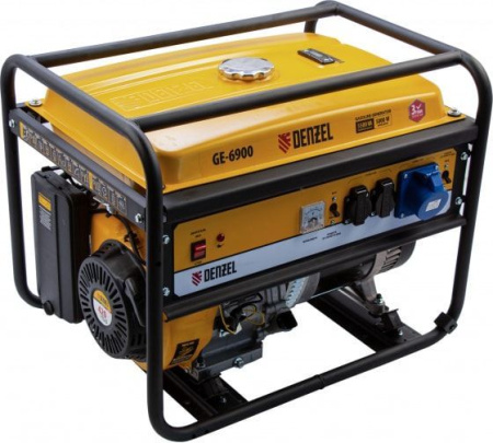 Генератор бензиновый 5,5кВт 25л. ручной стартер GE-6900 Denzel