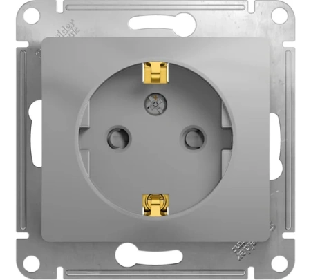 Розетка механизм 1-мест с/з алюминий со шторками Glossa